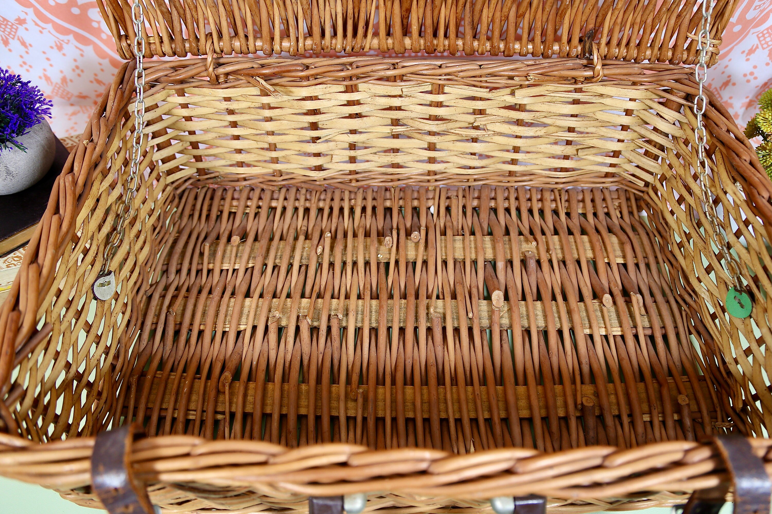 Vintage Rustic Wicker Picnic Basket Retro Boho Old Baskets Old Etsy UK