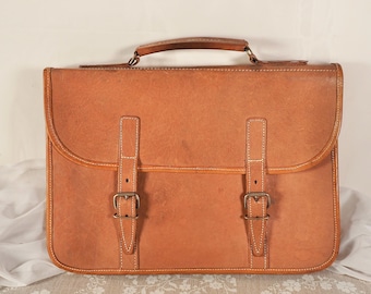 Sacoche en cuir marron vintage