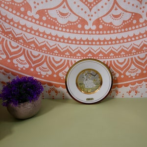 Vintage Plate Small Japanese Swans and Flowers Chokin Art Collectors Plate