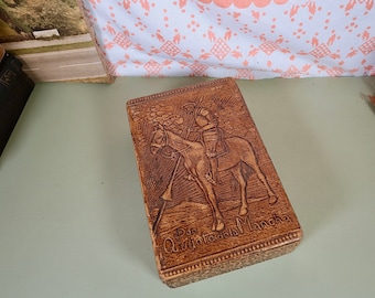 Vintage Don Quixote Embossed Faux Leather Cigar Box