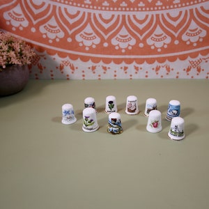 Vintage Thimbles Collection Of 10 Bone China Thimbles
