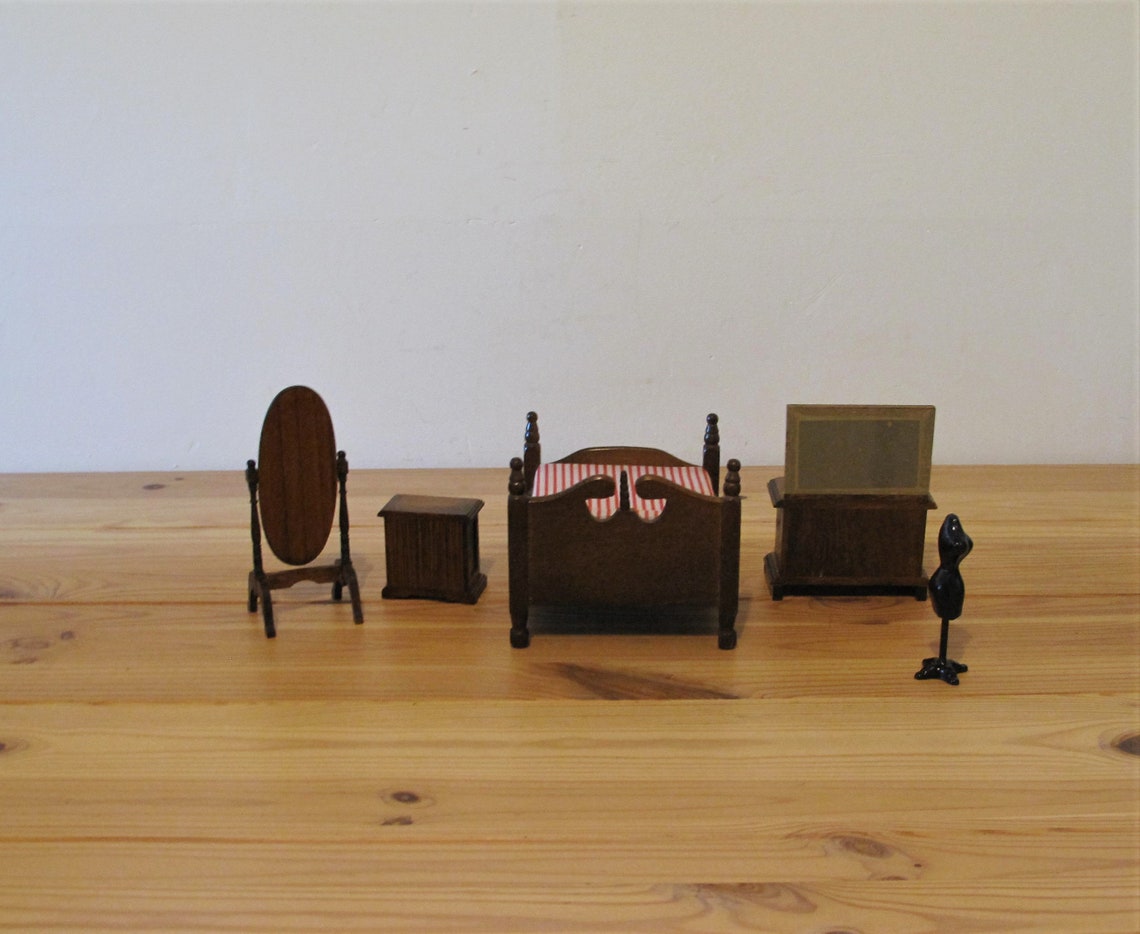 Vintage Dolls House Bedroom Furniture Old Dolls House Bedroom Etsy UK
