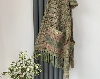 PDF Crochet Pattern - Hugs & Kisses Pocket Shawl