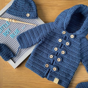 PDF Crochet Pattern - Baby Duffle Coat, Hat & Mitts