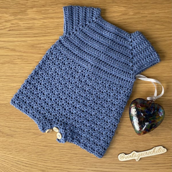 PDF Crochet Pattern - ROBYN Baby Romper Suit