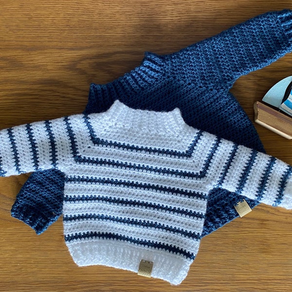 PDF Crochet Pattern - Ahoy There! Baby Sweater