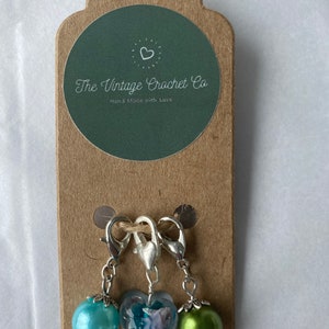 Stitch Marker Set of 3 - Beaded with Lobster Claw