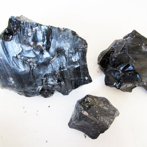 3 Obsidian Chunks, Raw, Knapping supply, Volcanic Glass Gold Sheen
