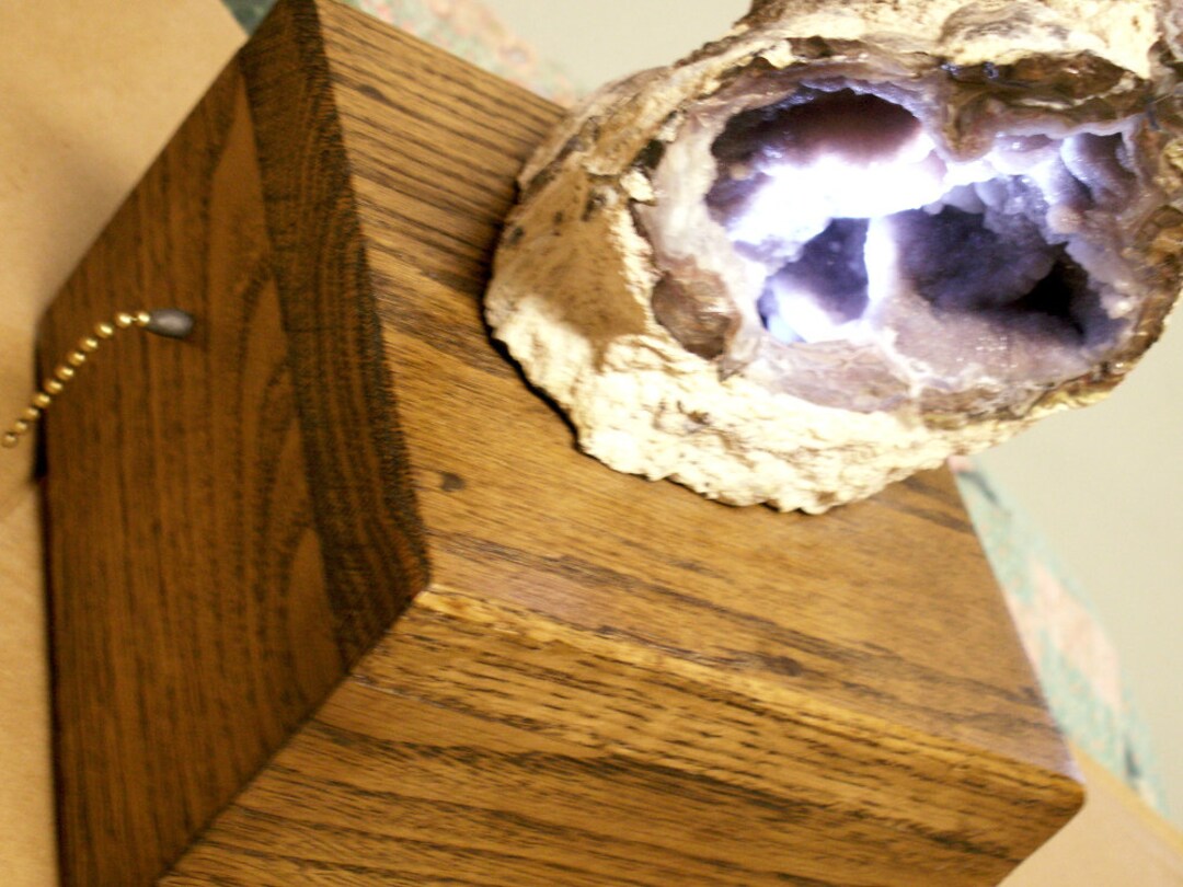 Geode Night Light Lighted Geode on Custom Made Wooden Box Etsy