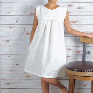 LD 1804- 34.5"/All season dress/ 100% Washed LINEN Dress/  Length: 34.5" handmade by me!
