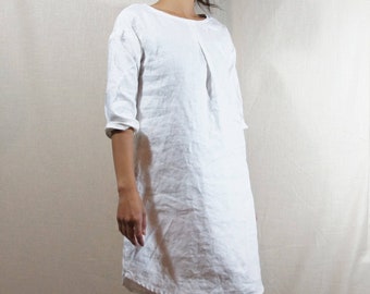 LD1501/100% /LINEN Dress/Summer dress/Washed/ Textured/three-quarter sleeve/36"length/