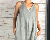 Custom length gauze Jumpsuit cotton Jumpsuit muslin jumpsuit Textured 100 cotton gauze Jumper Halter-Neck jumper gauze romper romp