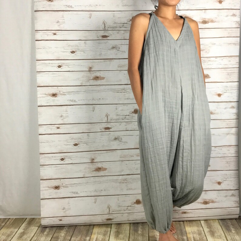 Custom length gauze Jumpsuit/cotton Jumpsuit/muslin jumpsuit/ Etsy