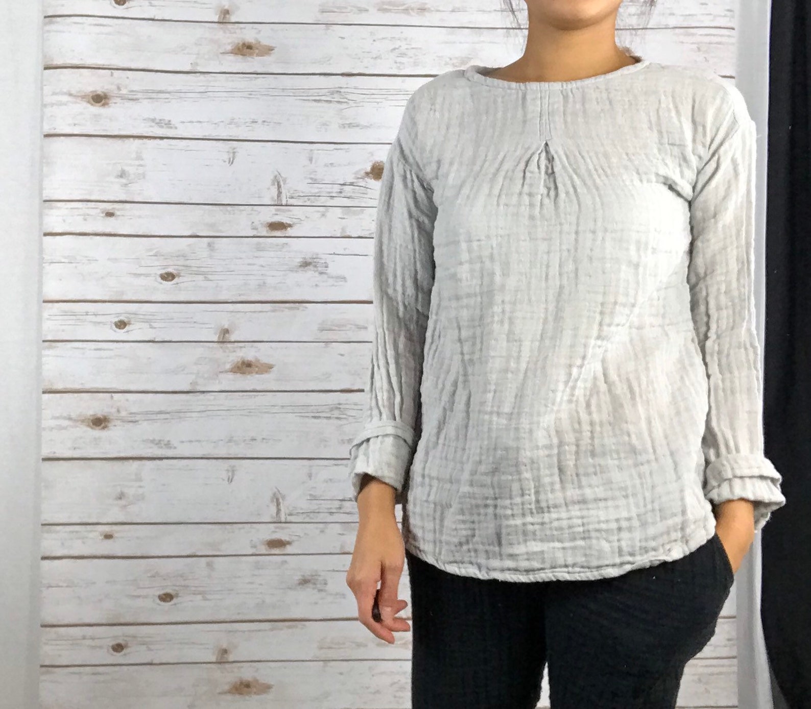 LD1504/DOUBLE Gauze Woman Blouse/ T Shirt/tunic/ Textured/100 Etsy