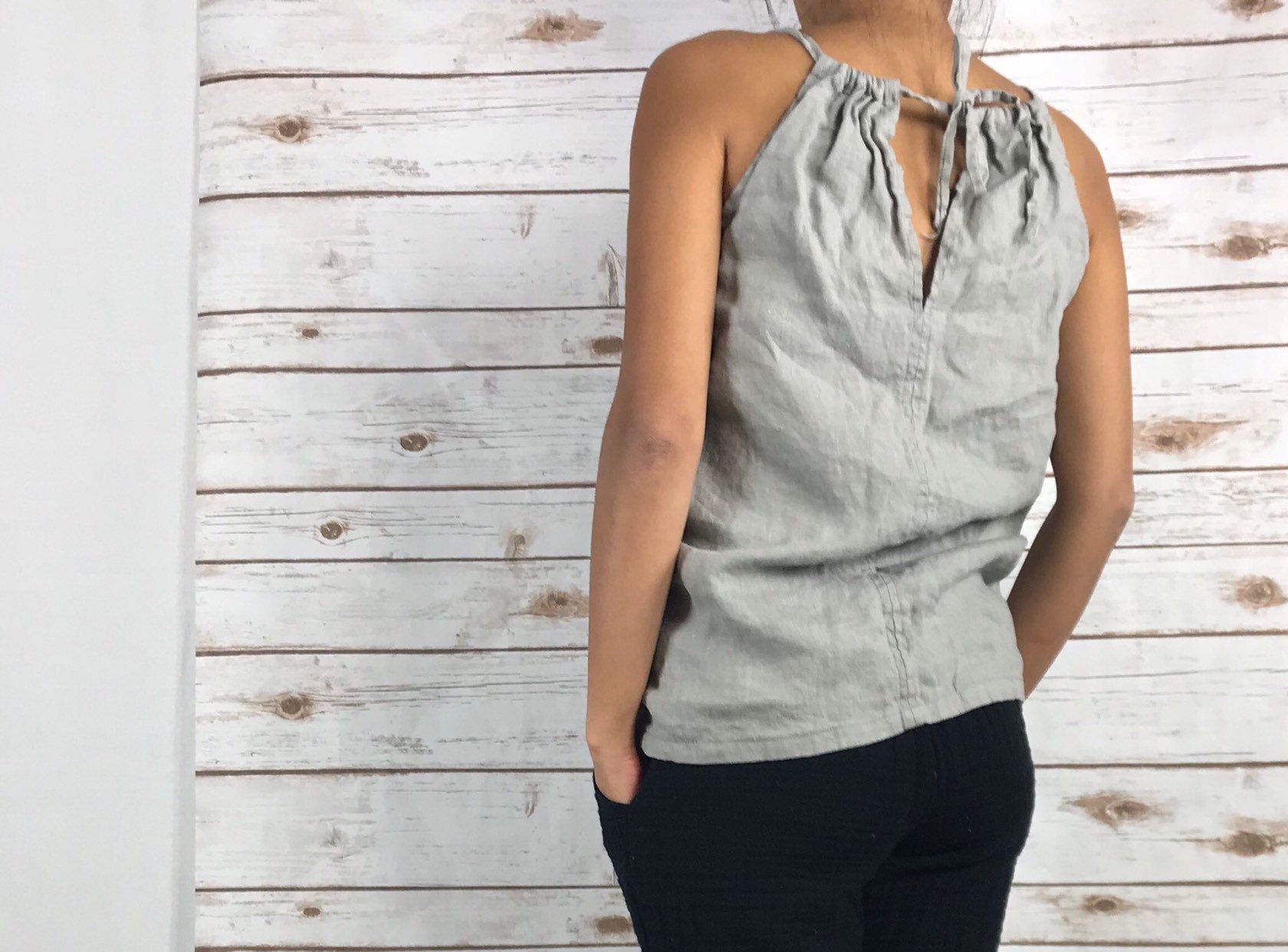 linen halter neck top