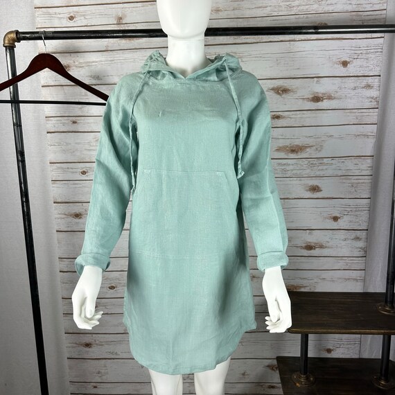 HD1001/MEADOW/ 100 % Linen Hoodie dress 34" Length/everyday dress/ Washed/Long sleeve/All season HD1001/MEADOW/ 100 % Linen Hoodie dress 34" Length/everyday dress/ Washed/Long sleeve/All season