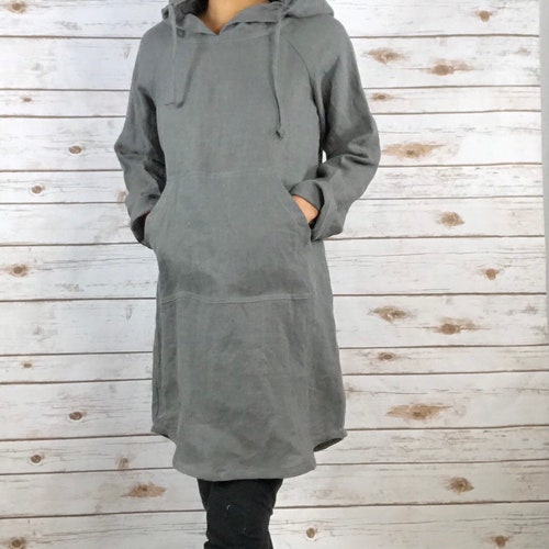 Linen Hoodie dress- 34