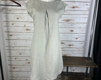 LD1530 /XS/ Drizzle/ 100% LINEN Dress/long tunic/Sleeveless/36" length