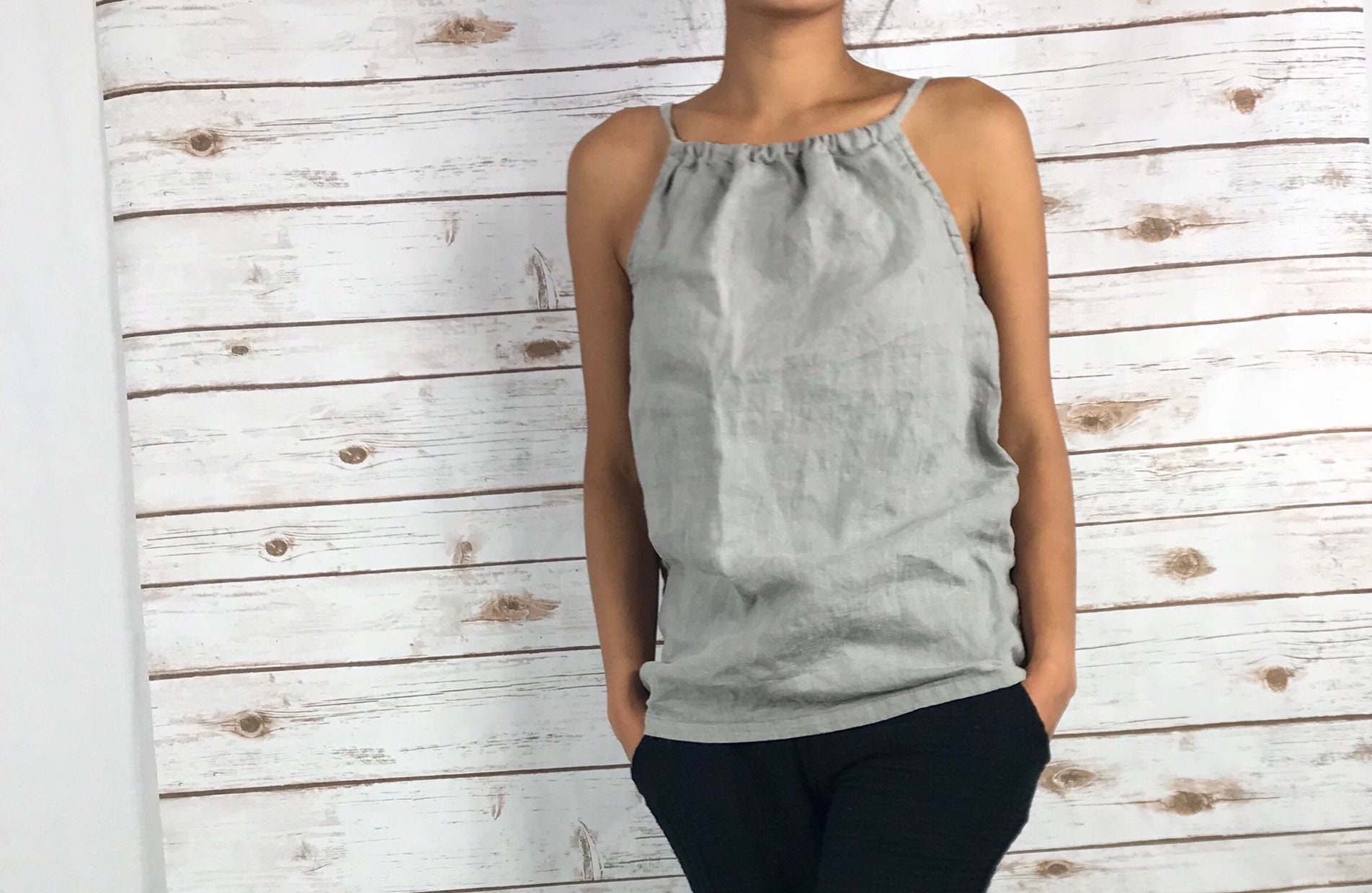 linen halter neck top