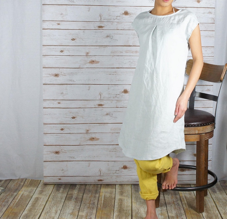 long linen tunic dress