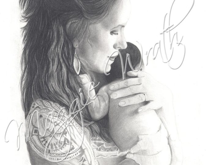 Custom Hand Drawn Portrait from Photo- Graphite/Charcoal