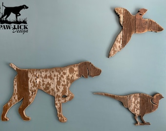 German Shorthaired Pointer - with 2 pheasants  (SOLD made-to-order)