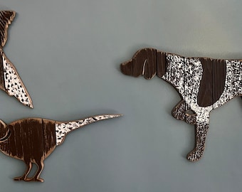 Custom Painted German Shorthaired Pointer - with 2 pheasants  (SOLD made-to-order)