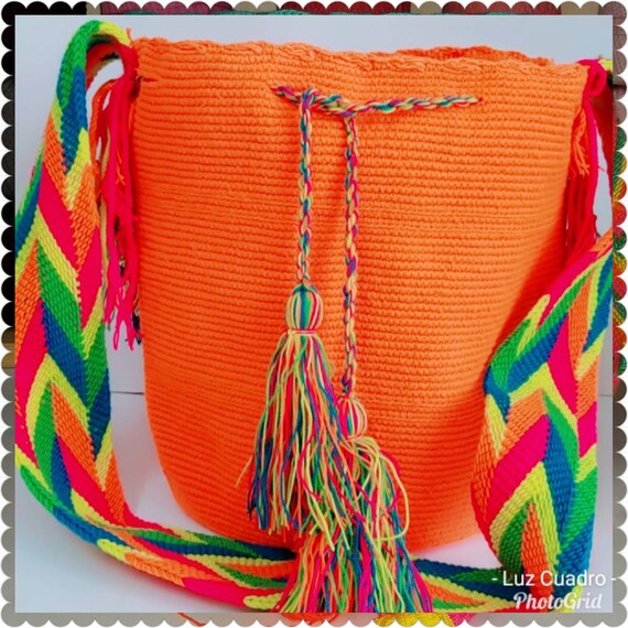 Mochila Wayuu Bolso Wayuu Colombiano Grande Anaranjado | Etsy México