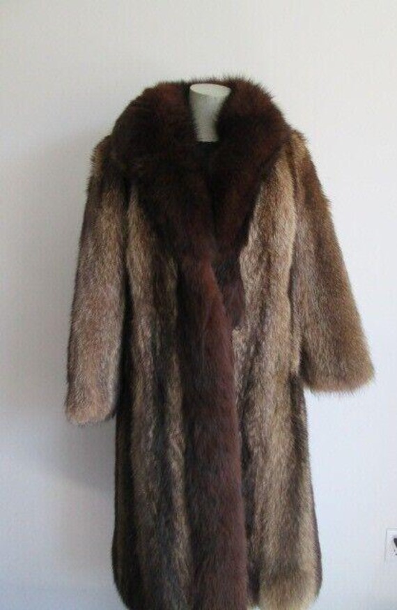 レディース サイズ 8 ラクーンファーコート ブラウン フォックスファー