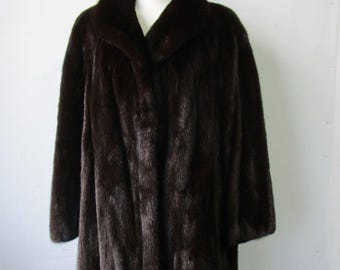 レディース サイズ 16/18 XL ダークランチ ミンクファーコート MINT+