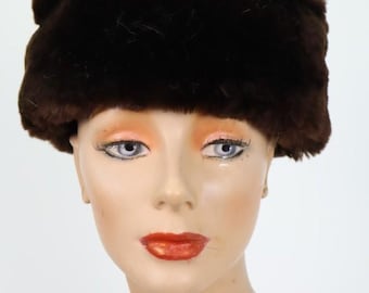 Chapeau en fourrure d'agneau rasé marron pour femme, taille 22 pouces, SUPERBE