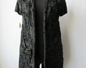 Women's Sz 2 Black Swakara Lamb Fur Vest MINT SALE