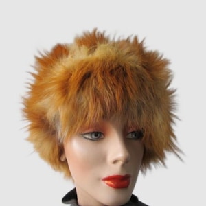 Women&#39;s Sz 22&quot;Natural Red Fox Fur Hat MINT