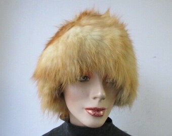 Women's Sz 22"Natural Red Fox Fur Hat MINT
