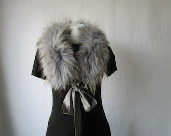 Women's Blue Gray Fox Fur Collar Scarf SHOWROOM NEW