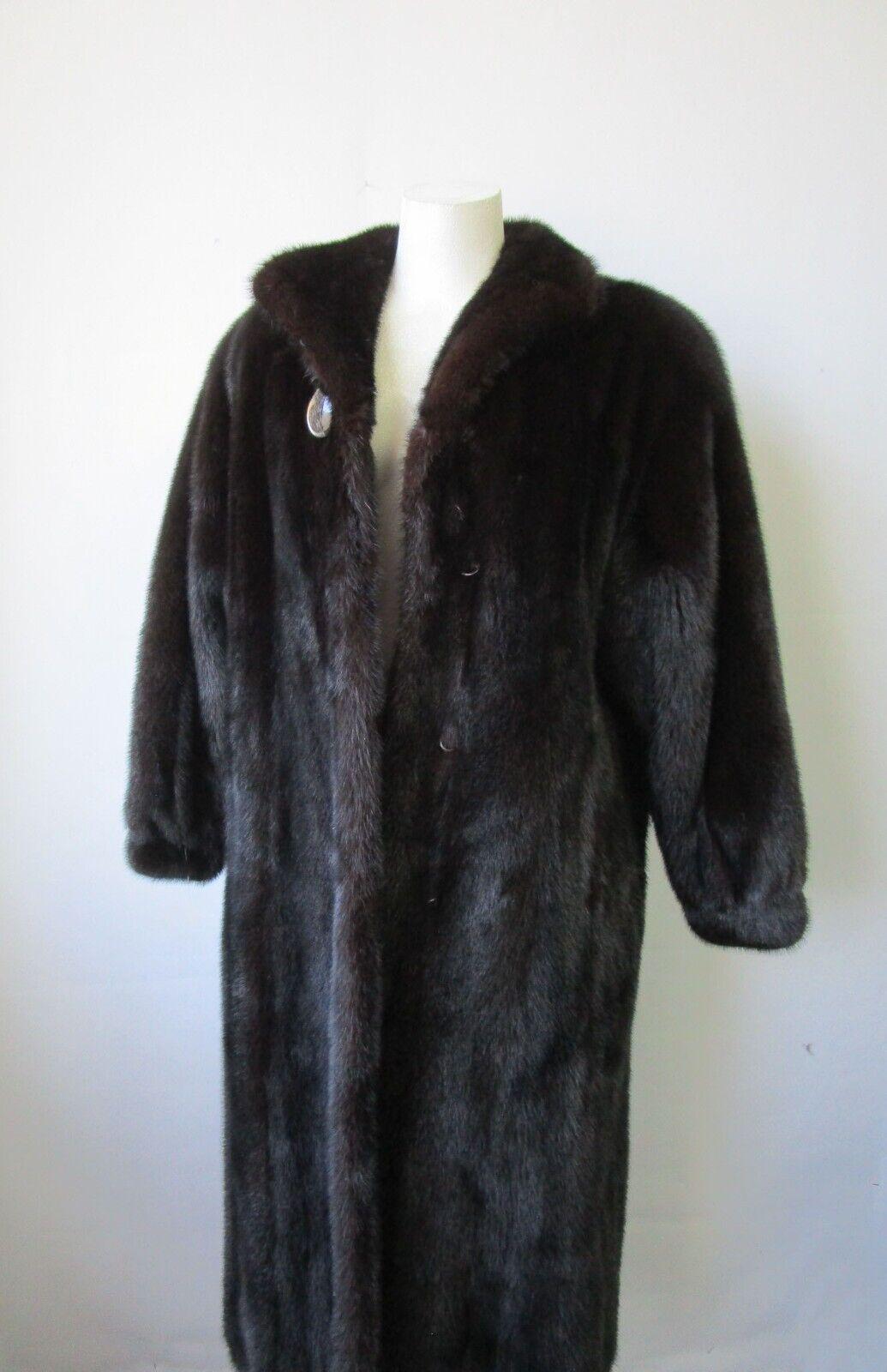 ダークブラウン ランチミンクコート レディース サイズ 14/16 XL ダークランチ ミンクファーコート MINT+