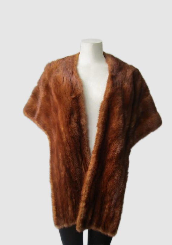 Women's VG+ Chinese Mink Fur Stole Wrap Cape Wedding Vintage 64