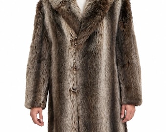 Manteau en fausse fourrure pour homme, taille 4XL, état neuf.