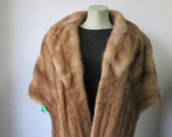 Women's Vintage MINT Mink Fur Shawl Stole Wrap Cape WEDDING Large