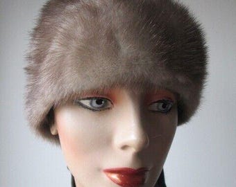 Women's Sz 22" Natural Real Mink Fur Hat MINT SUPER SALE