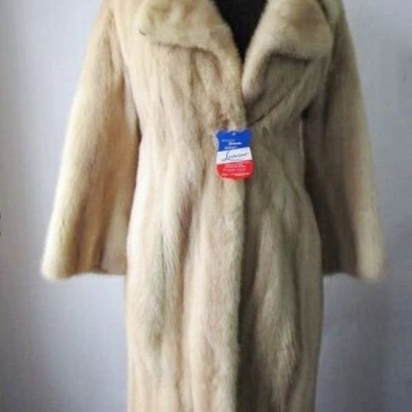 Women's Sz 6 Natural Brown Cross Mink Fur Coat MINT