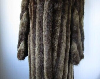 VICTIM『RECYCLE BEAVER COAT』 Fur Coat Sheared Beaver Women Medium Vtg 1940s Huge