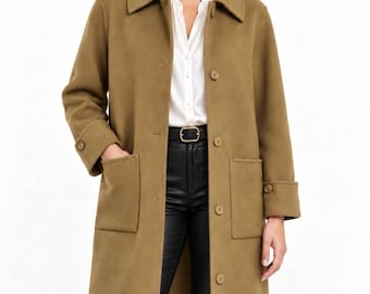 Manteau neuf pour femme, 100 % laine, taille 8, couleur fauve