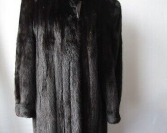 Women's Sz 12 Natural Dark Ranch Mink Fur Coat MINT+