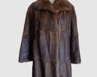 Frauen Sz 8/10 Bisamratte Pelzmantel Ausgezeichneter Verkauf Medium