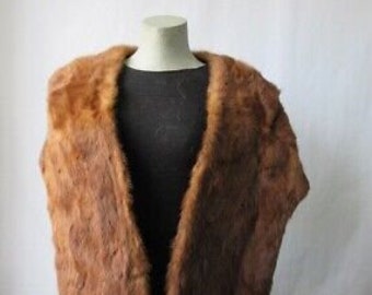 Women's Reddish Chinese Mink Fur Shawl Stole Wrap Cape WEDDING STOLE SALE Mint