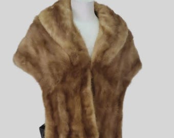 Women's Mink Fur Stole Cape Wrap Shawl MINT WEDDING