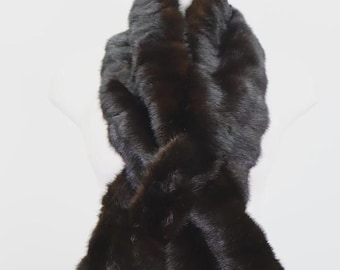 Women's Dark Ranch Mink Fur Scarf Collar Superb