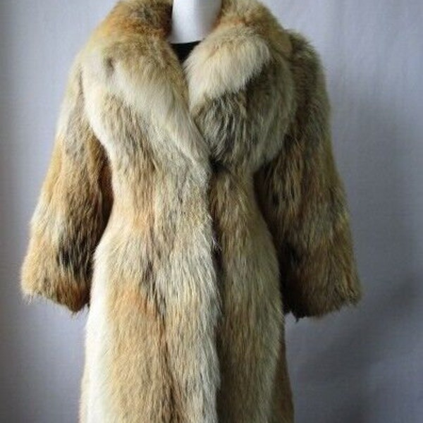 Women's Sz 4 Golden Natural Coyote Fur Coat Mint Ladies Petite