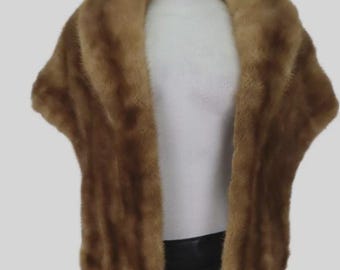 Women's Mink Fur Stole Cape Wrap Shawl with Pockets MINT WEDDING